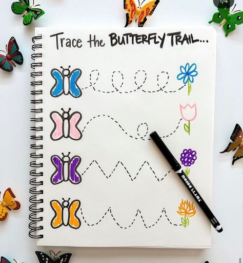 Preschool Journaling, Activity Bins, Toddler Journal, Toddler Activity Book, Preschool Journals, Learning Journal, Toddler Book, Learning Crafts, Butterfly Craft