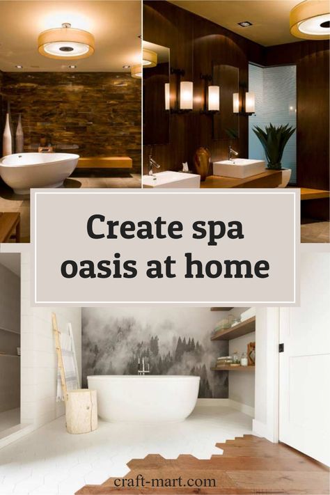 It can be really easy to create a relaxing oasis at home - just for you! Check out our ideas and get started on this rewarding project - spa-like bathroom with nature-inspired design elements that are simple and organic. You deserve it! Home Spa Room Ideas Decor, Spa At Home Ideas Interior Design, Indoor Spa Room Ideas, Spa Bathroom Inspiration, Bathroom Nature Theme, Home Spa Room Ideas, Spa Style Bathroom Ideas, Zen Spa Bathroom Ideas, Spa Themed Bathroom