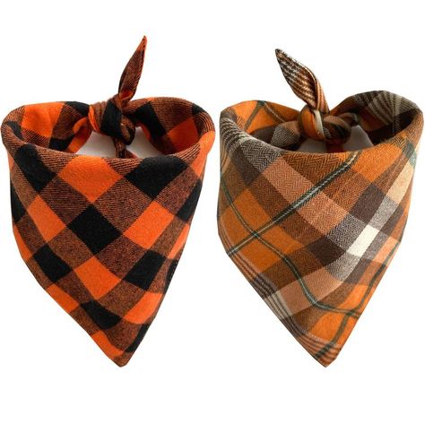 Realeaf Fall Dog Bandanas 2 Pack, Halloween Thanksgiving Dog Bandana, Orange Plaid Pet Scarf for Boy and Girl, Premium Durable Fabric, Holiday Bandana for Medium and Large Dogs (Large) Thanksgiving Accessories, Dog Birthday Hat, Halloween Dog Bandana, Dog Thanksgiving, Plaid Dog Bandana, Pumpkin Thanksgiving, Christmas Scarf, Fall Dog, Holiday Halloween