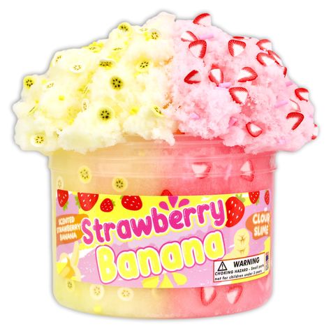 PRICES MAY VARY. ✅ Scented just like banana & strawberry; reminds you of the fruits ✅ 8oz of soft and fluffy cloud slime; perfect for drizzles ✅ Strong and durable screw-top container; keeps slime safe & fresh ✅ Fimo Slices; cute and unique ✅ Handmade in the USA; high quality ingredients and final product STRAWBERRY BANANA CLOUD SLIME!   Soft & dense 2 colored cloud slime! Amazing drizzle and texture. Topped with strawberry banana themed Fimo slimes + sprinkles. Scented like the name! br>  High Fluffy Cloud Slime, Yellow Slime, Slime Soft, Lesley Gore, Cloud Texture, Pretty Slime, Cloud Slime, Slime Crunchy, Banana Milkshake