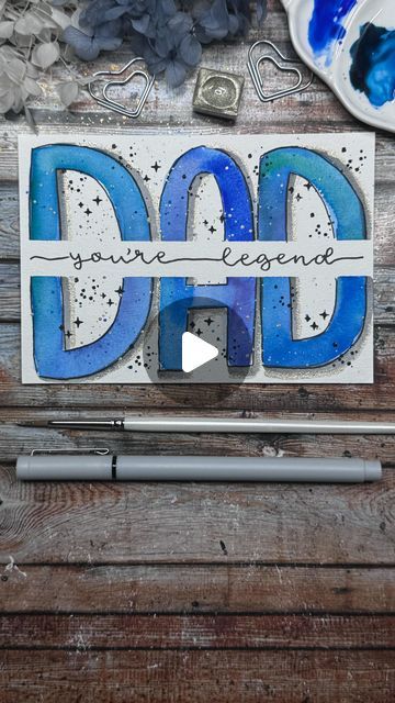 Ilona Regnery ✶ Lettering | Cards | Blends on Instagram: "DAD you’re legend 💙💫 
Quick & easy Father’s Day card 

I’m having a lot of fun making Father’s Day cards this year, even though unfortunately I can’t give my dad one anymore. But I’m sure he would have loved this card and would have been very proud that he’s a legend to me. If you feel this way about your dad and it’s possible for you, then let him know. I’m sure it will mean the world to him 💙

Musik lizenzfrei: @richmlwd.music 

Werbung
@atelierzeit “Sphinx” gold glitter watercolor
@kumgermany 
@nevskayapalitra_world White Nights watercolor

#lettering #ilovemydad #cardmaking #fathersdaycard #watercolorartwork #vatertag #letteringpractice #handwrittenfont #happyfathersday #lovecardmaking #letteringnewbie #letteringartist # Glitter Watercolor, White Nights, Modern Lettering, Watercolor Lettering, Creative Lettering, I Love My Dad, Lettering Practice, Watercolor Artwork, Simple Cards