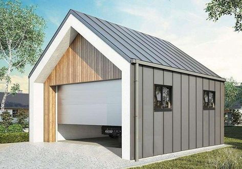 Smartplanz - Barnhouse Garages Flat Roof Garage Ideas, Flat Roof Garage, Garage With Loft, Build A Garage, Garage Design Ideas, Roller Door, Degree Wall, Single Garage, Georgia House