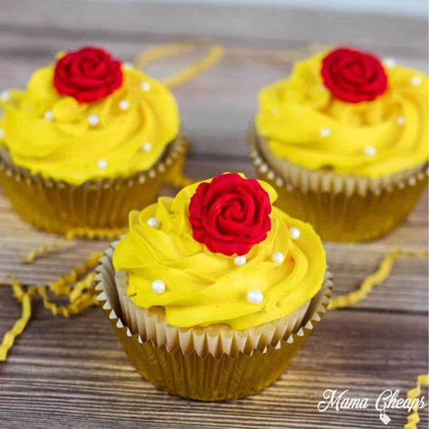 Beauty And The Beast Smash Cake, Disney Inspired Cupcakes, Beauty And The Beast Cupcakes Ideas, Disney Themed Cupcakes, Belle Cupcakes, Disney Cupcakes Ideas, Beauty And The Beast Cakes, Beauty And The Beast Desserts, Beauty And The Beast Birthday Cake