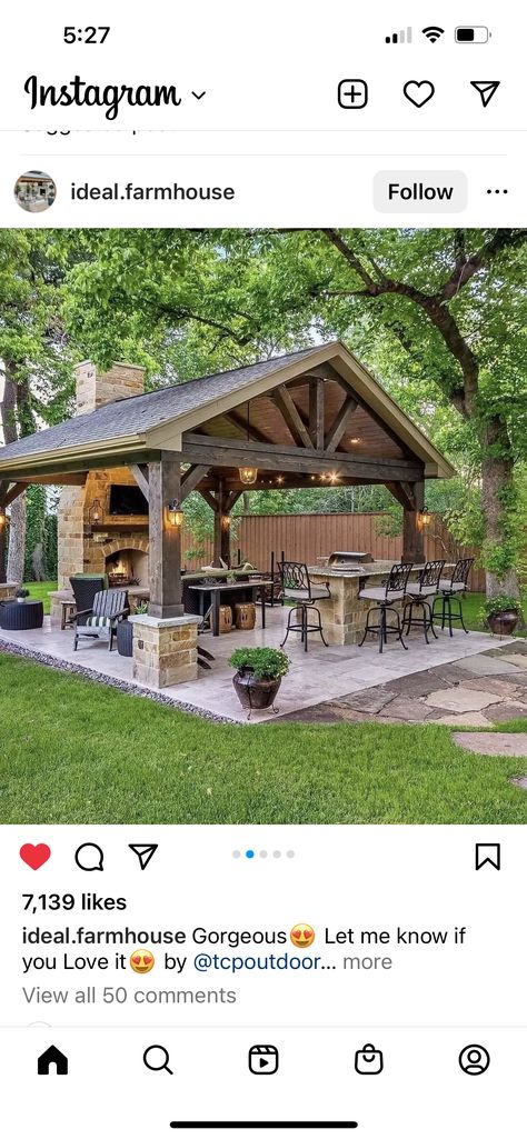 Patio Grill, Grill Area, Building A Pergola, Backyard Fireplace, Backyard Gazebo, Backyard Pavilion, Outdoor Kitchen Patio, Outdoor Decor Backyard, Fire Pit Backyard