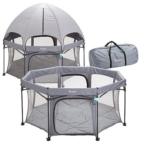 hiccapop XL 69” Outdoor Baby Playpen with Canopy, Deluxe Portable Playpen for Babies and Toddlers with Dome, Sun-Shades, Padded Floor | Pop Up Playpen for Beach or Home, Outdoor Playpen for Baby Toddler Play Yard, Baby Beach Tent, Portable Playpen, Baby Play Yard, Portable Canopy, Multiples Baby, Baby Playpen, Outdoor Baby, Play Yard