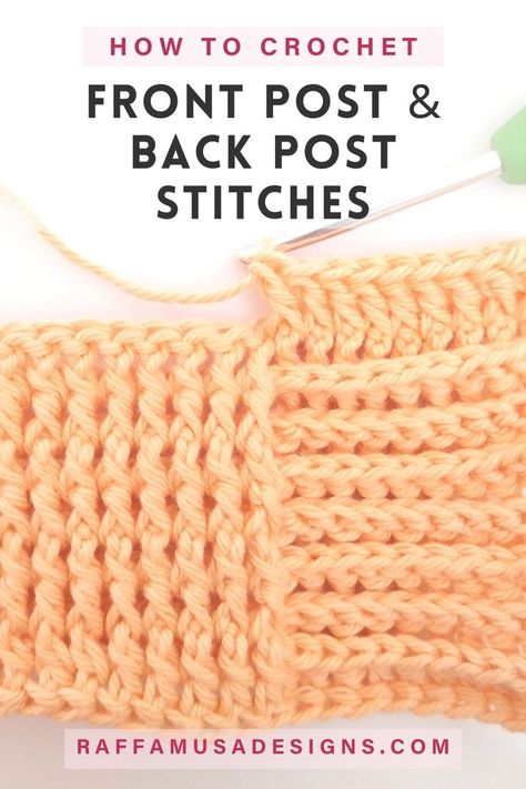 A crochet sample made using front post and back post double crochet stitches Crochet Front Post, How To Do Crochet, Crochet Pot Holders Free Pattern, Different Crochet Stitches, Crochet Beautiful, Basketweave Stitch, Crochet Afghan Patterns Free, Back Post Double Crochet, Cozy Crochet Patterns