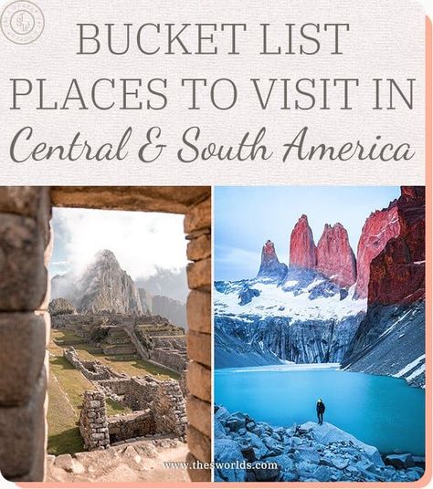 Bucket List Places to visit in Central & South America | Central America Travel Best Places To Visit In South America, Bucket List Places To Visit, Bucket List Places, America Trip, Central America Destinations, America City, Best Countries To Visit, Backpacking South America, Central America Travel