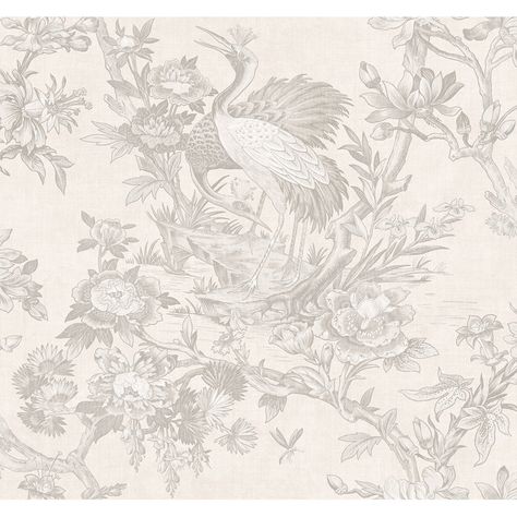 Red Barrel Studio® Toile Wallpaper | Wayfair Wallpaper In A Bathroom, French Country Wallpaper, Country Wallpaper, Toile Wallpaper, White Crane, Victorian Wallpaper, Wallpaper Walls Decor, Drops Patterns, W Wallpaper