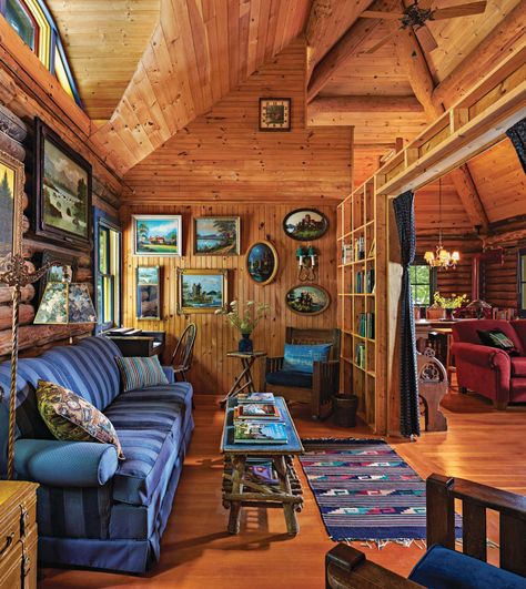 Adirondack Architecture | Period Homes Cottage Decor Bedroom, Adirondack Architecture, Adirondack Homes, Log House Interior, Whimsical Cabin, Adirondack Lodge, Adirondack Cabin, Modern Cottage Decor, Cottage Bedroom Decor