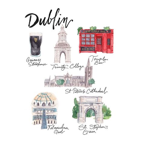 Lauren Taylor Creates on Instagram: “New Dublin and Belfast city prints available in my shop! #ltctravels . . . #laurentaylorcreates #watercolor #dublin #visitdublin…” Dublin Tattoo Ideas, Ireland Stickers, Ireland Scrapbook, Irish Summer, Travel Graphics, Traveling Goals, Illustration City, Belfast Ireland, Lauren Taylor