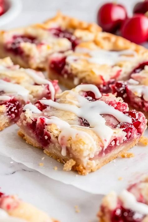 These homemade cherry pie bars are such a delightful treat! The combo of the buttery crust and cherry filling is sweet, decadent, and irresistible. Cherry Pie Bars Recipe, Nuwave Recipes, Cherry Recipes Dessert, Cherry Pie Bars, Sweet Cherry Pie, Homemade Cherry Pies, Cook Breakfast, Cherry Bars, Wedding Snacks