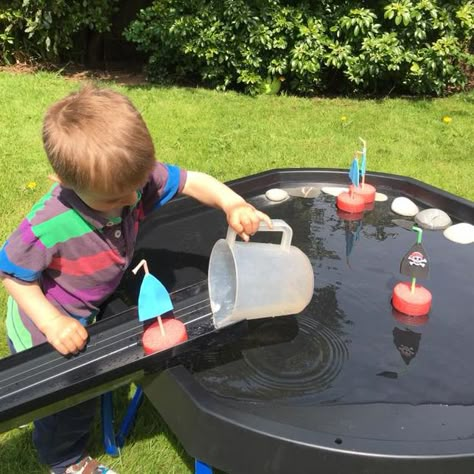 Clever Hands Activities Eyfs, Tough Spot Ideas, Eyfs Water Tray Ideas, Water Tray Activities, Summer Messy Play, Water Tuff Tray Ideas, Boats Eyfs, Play Tray Ideas, Outdoor Tuff Tray Ideas