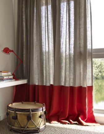 Color Block Curtains, Unique Curtains, Plain Curtains, Stylish Curtains, Red Border, Custom Drapes, Beautiful Curtains, Home Curtains, Diy Curtains