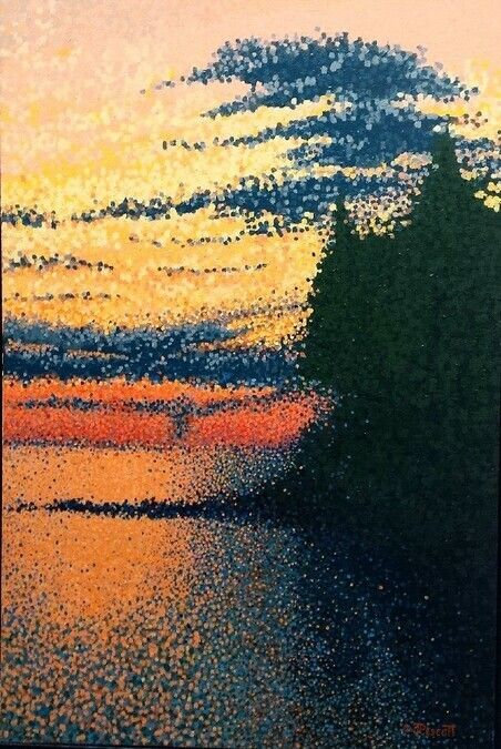 Jim Pescott Sunset Painting On Canvas, Pointalism Art, Stippling Art, Saatchi Online, Selling Art Online, Sunset Painting, Payment Plan, Dots Art, Art Movement