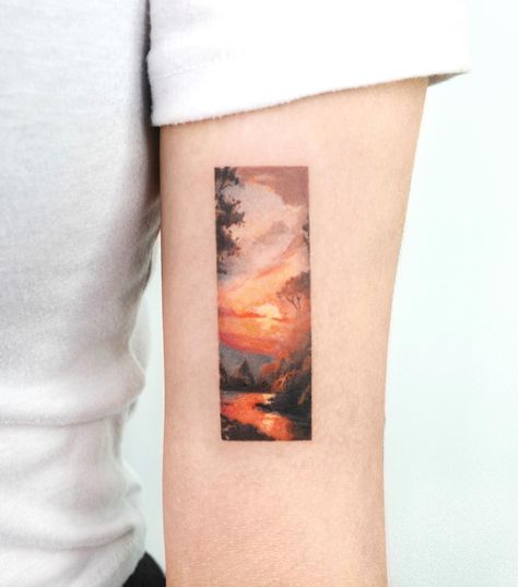 VISM STUDIO en Instagram: “Our New Artist 🧑🏼‍🎨🌤 Studiobysol _ @mooji_tt #studiobysol #ournewartist #paintingtattoo #landscapetattoo #frametattoo…” Landscape Tattoos, Nature Frame, Fields Of Flowers, Framed Tattoo, Best Landscape, Landform, Landscape Tattoo, Painting Tattoo, Realistic Paintings