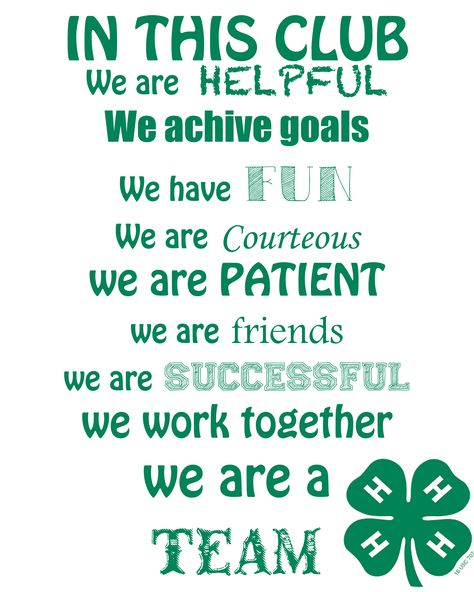 4 H Officer Installation Ideas, 4-h Signs, 4-h Pledge Activities, 4h Week Ideas, 4 H Club Names, 4-h Sayings, 4 H Shirts, 4-h Fair Booth Ideas, 4-h Themes