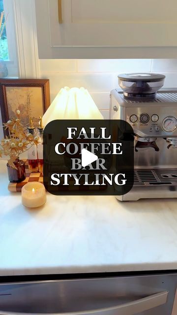 ✨Kate Fuller✨ on Instagram: "🍁☕️ Fall vibes are brewing! 🍂✨ Time to cozy up your coffee bar for the season. From warm tones to pumpkin spice touches, here's how I styled my fave little caffeine corner for all the autumn feels. 🍂🎃 How do you dress up your coffee bar for fall? Comment "LINK" to shop my coffee bar!🤎🍂🎉" Kate Fuller, Fall Coffee Bar, Fall Coffee, Bar Styling, Fall Feels, Autumn Coffee, My Coffee, Coffee Bar, Fall Vibes