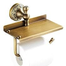 Guest Half Bathroom Ideas, Phone Shelf, Bathroom Toilet Paper, Brass Toilet Paper Holder, Bathroom Toilet Paper Holders, Toilet Paper Roll Holder, Shelf Bathroom, Paper Roll Holders, Half Bathroom