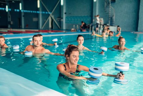 Hydrotherapy Benefits, Water Aerobics Workout, Swimming Pool Exercises, Exercise Pool, Aquatic Therapy, Aquatic Exercises, Aqua Fitness, Pool Workout, Barbell Workout