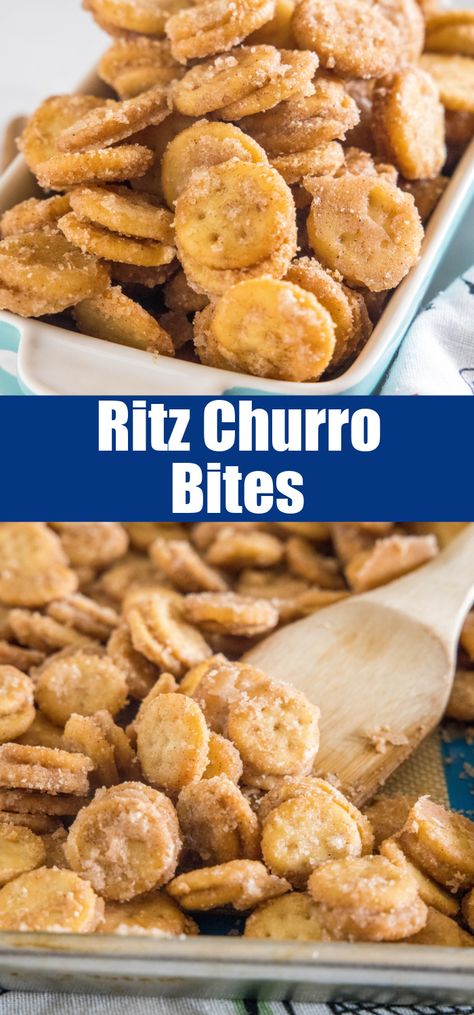 These Ritz Churro Bites are a crave worthy cinnamon and sugar treat! Peanut butter sandwich crackers coated in butter, cinnamon and sugar and baked to perfection. Ritz Bits Snacks, Cracker Sandwiches Appetizers, Appetizers Using Ritz Crackers, Ritz Churro Bites, Bake Sale Ideas, Adorable Desserts, Bake Sale Desserts, Ritz Cracker Recipes, Peanut Butter Crackers