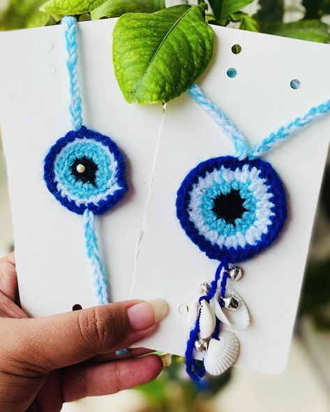 Crochet evil eye couple rakhi..👫🏻 Dm to buy now✅ #rakhi #rakhigifts #rakhispecial #rakhihampers #rakhidesigns #rakhicollection #crochet #crocheting #crochetaddict #crochetrakhi #crochetrakhis #crochetrakhidesign #crochetersofinstagram #trending #shyamrakhi #jivanjyot Couple Rakhi, Crochet Evil Eye, Handmade Rakhi, Rakhi Design, Evil Eye, Buy Now, Crochet, Quick Saves