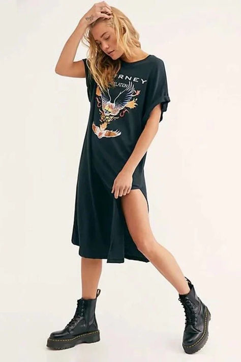 Tee Shirt Dress Outfit, Shirtdress Outfit, Boho Dress Casual, Dress Casual Long, Neon Shorts, Clean Fits, Long Tee Shirts, Vintage Boho Dress, Shirt Dress Outfit