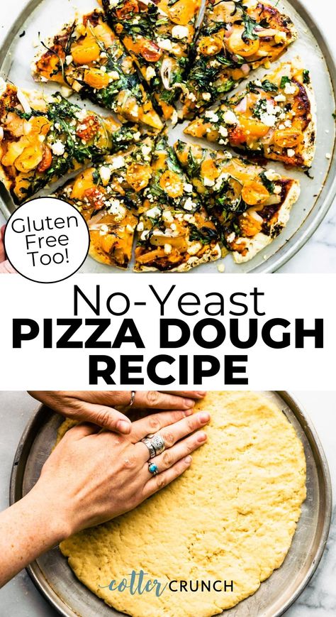 Pizza Crust Without Yeast, No Yeast Pizza Crust, Yeast Pizza Dough Recipe, Dairy Free Pizza Crust, Gluten Free Pizza Crust Easy, Yeast Pizza Dough, Gluten Free Pizza Base, Homemade Pizza Night, Gluten Free Pizza Crust Recipe