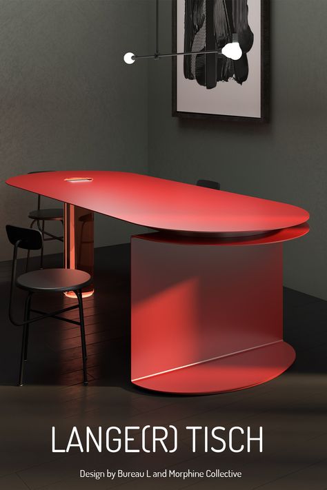 Sculptural Table, Colored Acrylic, Acrylic Legs, Interior Design Concepts, Red Table, Acrylic Table, Creative Furniture, Hamburg Germany, Furniture Details