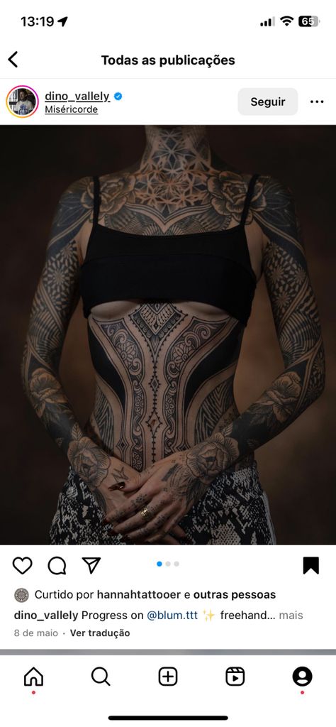 Chest Neck Tattoo, Mandala Wrist Tattoo, Black Sleeve Tattoo, Backpiece Tattoo, Earthy Tattoos, Stomach Tattoos Women, Full Tattoo, Torso Tattoos, Black White Tattoos