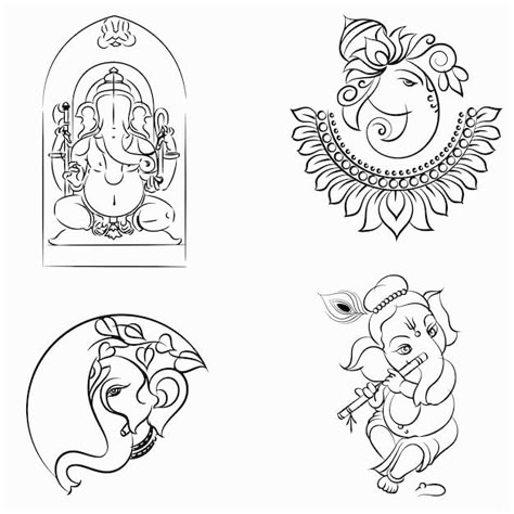 Vector set of happy ganesh chaturthi vec... | Premium Vector #Freepik #vector #religion #culture #god #design Painting On Ganesh Chaturthi, Happy Ganesh Chaturthi Drawing, Ganesh Vector Art, Ganpati Vector Art, Ganesh Chaturthi Drawing Easy, Ganesh Chaturthi Illustration, Drawing Ideas God, Rangoli For Ganesh Chaturthi, Hindu Sketches