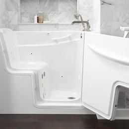 American Standard 52" x 30" Walk-In Combo Massage with Outward Opening Door Bathroom Jacuzzi Tub Ideas, Bathtub For Elderly, Walk In Tub Shower, Accessible Bathtub, Sitting Bathtub, Refinish Bathtub, Walk In Shower Designs, Walk In Bathtub, Walk In Tubs