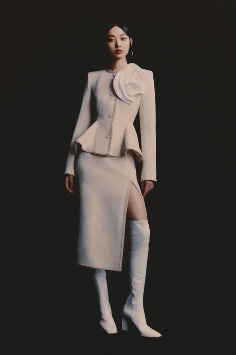 Huishan Zhang Resort 2024 Collection | Vogue Resort 2024 Collection, Huishan Zhang, Resort 2024, White Tweed, Embellished Denim, Next Clothes, Resort Collection, Dress Shapes, Fashion Show Collection