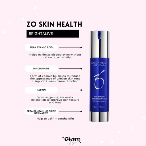 @zoskinhealth Brightalive A technologically advanced skin brightener clinically proven to increase luminosity, visibly improve skin clarity and fade the appearance of dark spots for a brighter, more even complexion. Non-hydroquinone and non-retinol. Named one of The Best Dark Spot Correctors for Brighter, Glowing Skin - Harper’s Bazaar Pair it with: @zoskinhealth Retinol Skin Brightener @zoskinhealth 10% Vitamin C Directions Apply to clean, dry skin AM + PM. Best Dark Spot Corrector, Skin Brightener, Dark Spot Corrector, Textures And Tones, Improve Skin Texture, Harper’s Bazaar, Am Pm, Uneven Skin Tone, Improve Skin