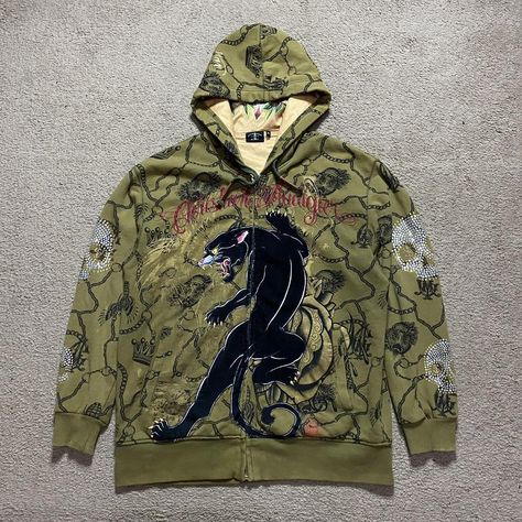 Christian Audigier Hoodie . Very thick hoodie with... - Depop Christian Audigier Hoodie, Christian Audigier, Ed Hardy, Unique Print, Hoodies Men, Fashion Inspo, Street Wear, My Style, Outfit Accessories