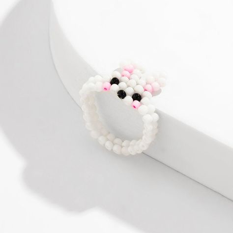 Rabbit Ring Beads, Rabbit Ring, Manik Manik, Bracelets Ideas, Presents For Best Friends, Beaded Jewlery, Diy Craft Tutorials, Beaded Necklace Diy, Daughter Mother