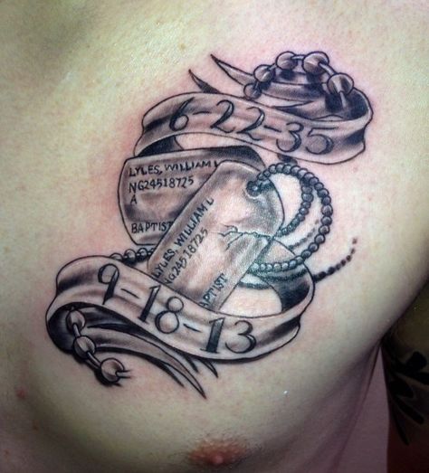 Tattoo Profile, Dog Tags Tattoo, Grandfather Tattoo, Tag Tattoo, Navy Tattoos, Memorial Tattoo Designs, Rip Tattoo, Army Tattoos, Tattoo Dog