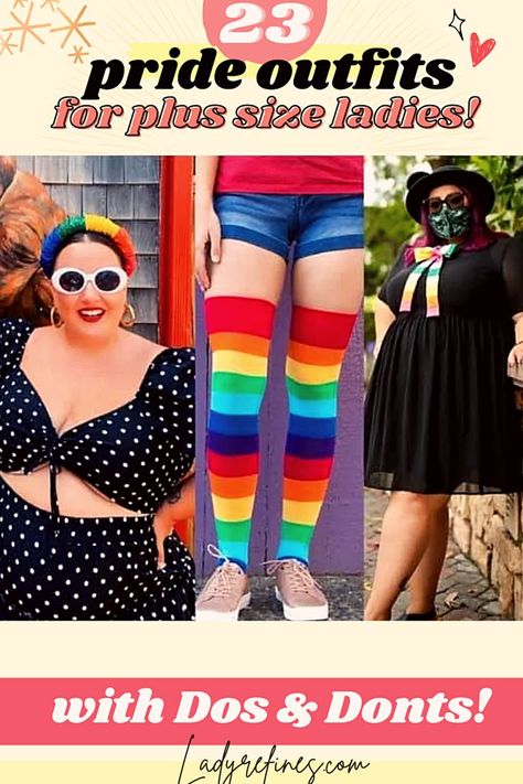 What to wear at pride as plus size? 23 Fashion advice woman tips, fashion ideas outfits. what to wear for pride parade plus size, what to wear for pride festival plus size, what to wear to a pride party, pride festival outfit ideas, pride festival outfit aesthetic summer, cute pride festival outfits, pride parade outfit bisexual, plus size lgbt outfits, ,fashion advice woman style, woman outfit, woman clothes, woman dresses, woman fashion, woman fashion casual Black Shorts With Tights, What To Wear To Pride, Pride Festival Outfit Ideas, Festival Outfit Aesthetic, Pride Festival Outfit, Parade Outfit, Pride Parade Outfit, Festival Outfit Ideas, Fashion Advice Woman