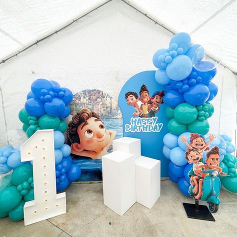 Luca 3rd Birthday Party, Luca Birthday Theme, Luca Party Theme, Luca Centerpieces Ideas, Luca 1st Birthday Party Ideas, Luca First Birthday Theme, Luca Themed Party, Luca Birthday Party Decorations, Disney Luca Birthday Party Ideas