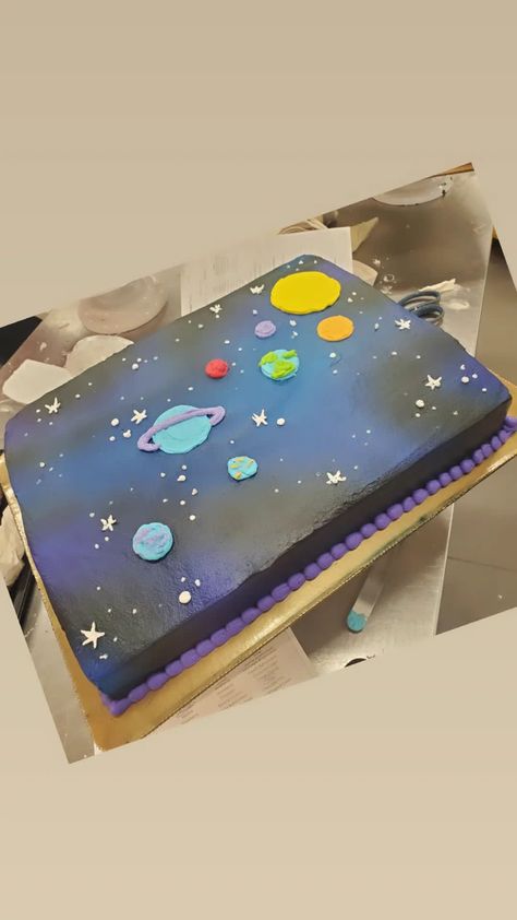 Space Sheet Cake Ideas, Buttercream Space Birthday Cake, Galaxy Sheet Cake Ideas, Outer Space Sheet Cake, Two The Moon Sheet Cake, Space Theme Sheet Cake, Astronaut Sheet Cake, Galaxy Sheet Cake, Space Sheet Cake