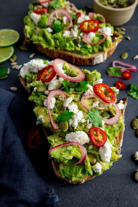 Lobster Avocado Toast, Avocado Toast With Pickled Red Onion, Avocado Toast Photography Food Styling, Fancy Avocado Toast, Fancy Breakfast Ideas, Sunset Room, Kitchen Sanctuary, Avocado Dishes, Toasted Crostini