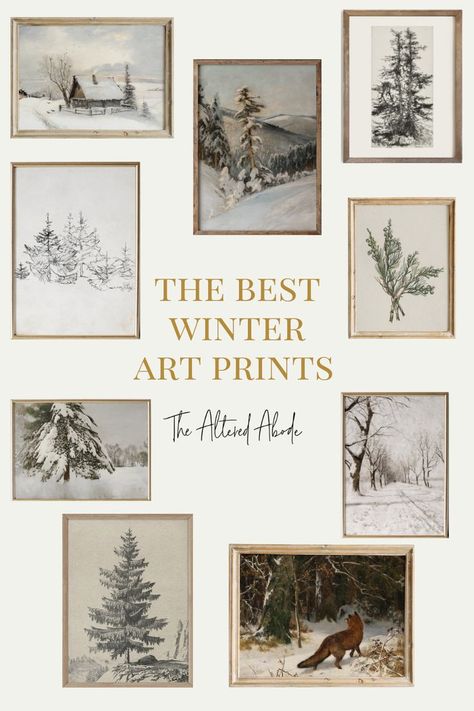 Sharing my favorite printable art for winter. These vintage landscape and tree art are a perfect way to update your space on a budget and bring in those hygee and nature vibes. Tree Printable Free, Winter Printables Free, Vintage White Christmas, Japan Illustration, Nature Vibes, Christmas Illustrations, Winter Illustration, Winter Painting, Free Art Prints