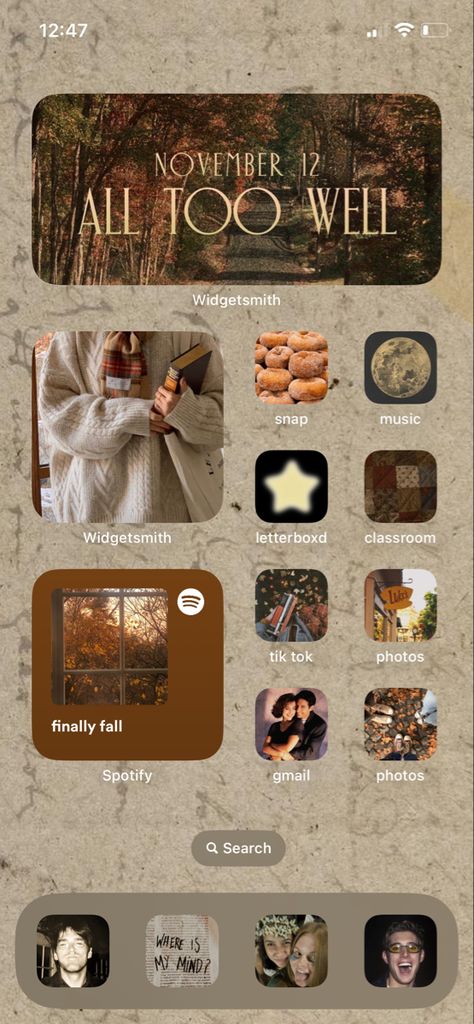 Lock Screen Wallpaper Iphone Aesthetic Fall, Fall Lock And Home Screen, Fall Inspired Iphone Wallpaper, Iphone Background Ideas Widget, Organized Iphone Home Screen Ideas, Fall Theme Iphone Layout, Autumn Wallpaper Home Screen, Fall Wallpaper Aesthetic Home Screen, Clean Iphone Setup