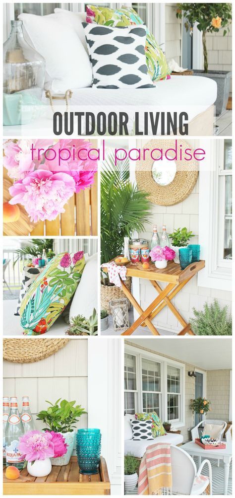 New House Ideas, Tropical Chic Decor, Tropical Furniture, Tropical Patio, Tropical Outdoor, Coastal Landscaping, Hamptons Decor, House Ideas Exterior, City Farmhouse