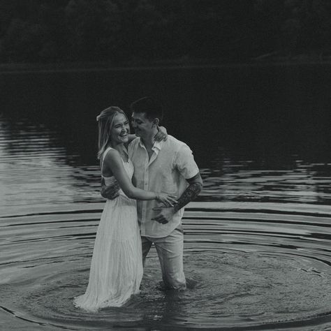 water engagement photos • Instagram Lake Beach Photoshoot, In The Water Engagement Photos, Engagement Photos Near Water, Engagement Photos In Water, Creek Engagement Photos, Water Engagement Photos, Engagement Photos Lake, Lake Engagement Photos, Wedding Anniversary Photos