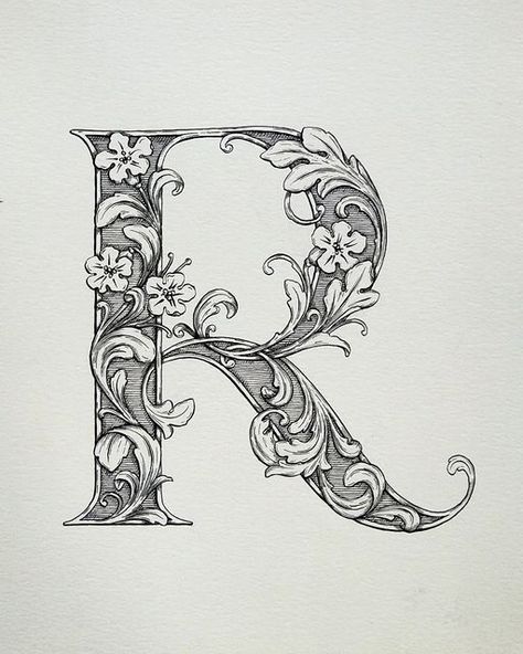 Letter Sketches Alphabet, Calligraphy R, Victorian Lettering, Gothic Calligraphy, Gothic Fonts, Tattoo Lettering Fonts, Alphabet Fonts, Illumination Art, Fancy Letters