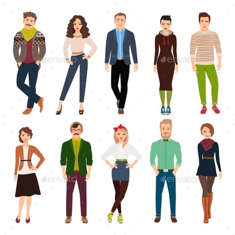 Handsome cute cartoon young fashion people isolated on white background. Casual wear men and women vector illustration Women Vector Illustration, Casual Wear Men, Women Vector, Fashion Design Drawing, Western Outfits Men, Fall Fashion Skirts, Clothes Pictures, Fashion People, Young Fashion