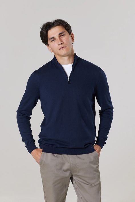 Navy Quarter Zip Outfit Men, Quarter Zip Outfit Men, Quarter Zip Outfit, Mens Business Casual Outfits, Mens Business, Winter T Shirts, Zipper Sweater, Zippered Sweater, Men Fashion Casual Outfits