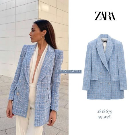 Blue Tweed Blazer Outfit, Blazer Tweed Outfit, Outfit Elegante, Blazer Tweed, Blazer Outfits For Women, Blazer Outfit, Elegante Casual, Classy Work Outfits, Dita Von Teese