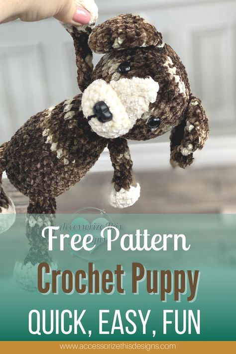 Chunky Crochet Animal Pattern, Plush Dog Crochet Pattern, Chunky Crochet Amigurumi Free Pattern, Woobles Patterns, Free Dog Crochet Patterns, Crochet Dog Pattern Free Amigurumi, Crochet Dog Pattern Free, Crochet Snuggles, Crochet Puppy Pattern Free