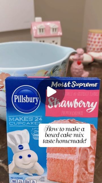 Linda Juhan on Instagram: "How to make a boxed cake mix taste homemade! 💕  Ingredients: 1 box of Pillsburry Strawberry Cake Mix 1 box of Strawberry Jello (3 ounces) 2 Tablespoons of All Purpose Flour 2/3 cup of oil 1/2 cup of water 4 eggs 1 teaspoon of granulated sugar  Bake 375 for 19 minutes if your baking cupcakes. . . #baking therapy #homemadebakedgoods #bakingdelights #homebakinggoods #bakingpassion #bakedwithlove #bakingaddict #homemadebakery #bakinglove #pillsburycake mix #strawberry #valentinebaking #valentine @heb" Strawberry Cupcakes With Cake Mix Boxes, Boxed Cake Mix Taste Homemade, Strawberry Cake Mix Recipes, Cake Mix Taste Homemade, Doctored Cake Mix Recipes, Bakery Style Cake, Homemade Ingredients, Baking Therapy, Box Cake Recipes